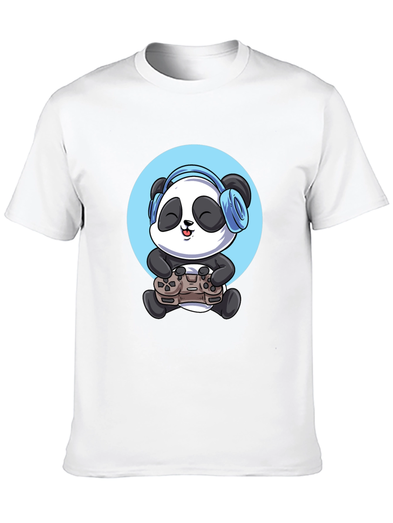 Gamer Panda Graphic Tee - Black Cotton T-Shirt