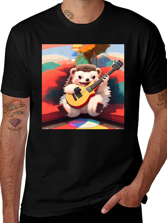 Playful Hedgehog Guitarist Graphic Tee