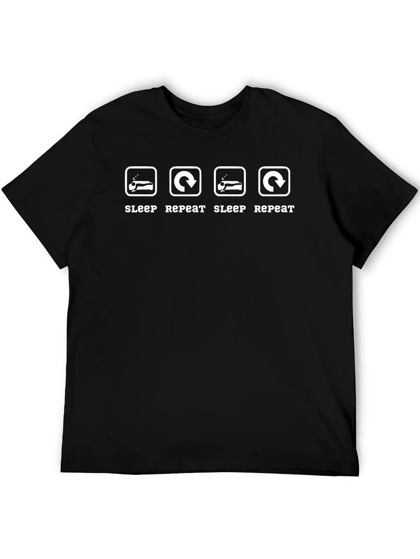 Sleep Repeat Black Graphic T-Shirt